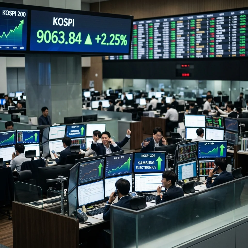 韩国股市首次突破9000点：KOSPI大涨2.25%